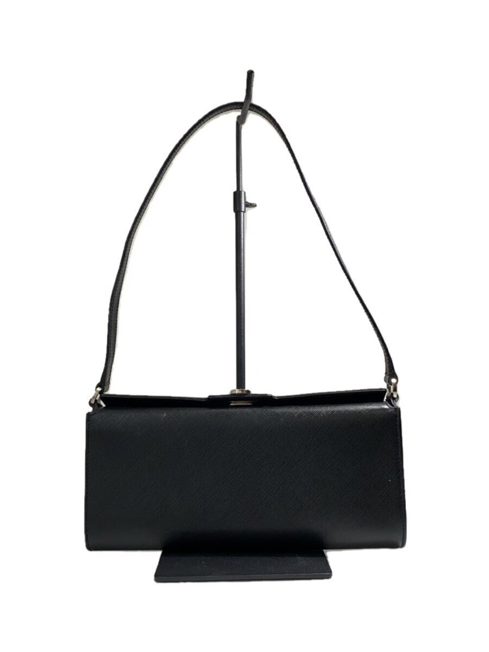 Salvatore Ferragamo black Saffiano leather shoulder bag sleek silhouette